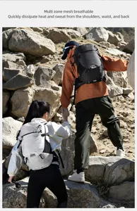 Outdoor lightweight multi-functional hiking backpack with breathable mesh design.