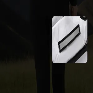 Outdoor backpack detail close up featuring night reflective strip for safe night travel features
