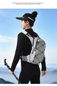 Detailed view of the lightweight outdoor hiking backpack featuring breathable mesh and straps.