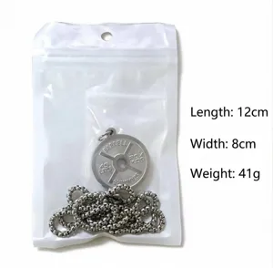 Edelstahl Hantelscheibe Anhänger Halskette, Fitness Sport Stil Titanstahl Kette Modeschmuck.