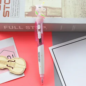 Glowing unicorn ballpoint pen with LED light cute multi-color press gel pen for students gift