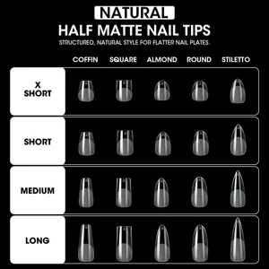 Uñas postizas medio mate naturales profesionales puntas de uñas de varias longitudes