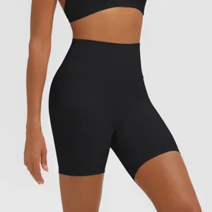 Donna Vita Alta Senza Cuciture Yoga Pantaloncini Fitness Sportivo Palestra Biker