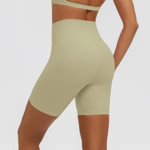 Pantaloncini da yoga a vita alta da donna, shorts sportivi fitness contenitivi push up.