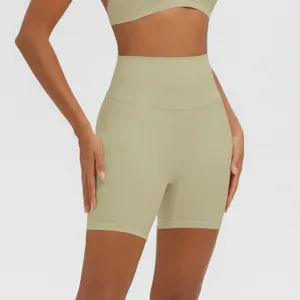 Pantaloncini da yoga a vita alta da donna traspiranti contenitivi fitness sportivi