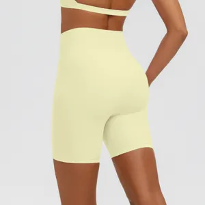 Pantaloncini da yoga a vita alta senza cuciture da donna traspirante fitness sportivi