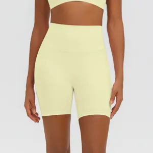 Pantaloncini da yoga a vita alta per donna, pantaloncini sportivi traspiranti e senza cuciture.