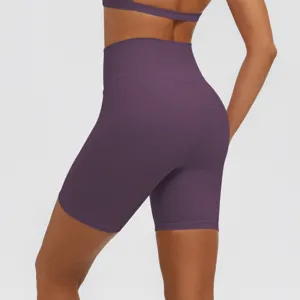 Donna vita alta yoga pantaloncini traspirante fitness sport biker pantaloncini dettaglio vista