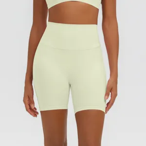 Pantaloncini da fitness yoga a vita alta da donna, pantaloncini sportivi traspiranti.
