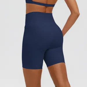 Pantaloncini yoga vita alta donna leggings fitness sportivi pantaloncini ciclista blu