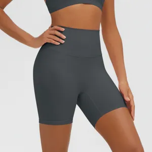 Pantaloncini da yoga a vita alta da donna traspirante fitness sport sportivi corti