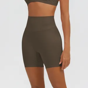 Pantaloncini da yoga a vita alta da donna, pantaloncini sportivi fitness traspiranti.