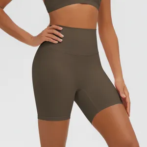 Pantaloncini da yoga a vita alta da donna, pantaloncini sportivi fitness traspiranti.