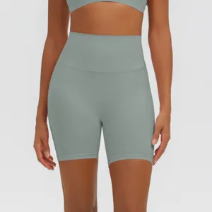 Pantaloncini da yoga senza cuciture a vita alta da donna traspiranti fitness sport