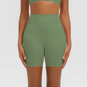 Pantaloncini da yoga a vita alta, tessuto traspirante, vista dettagliata fitness.