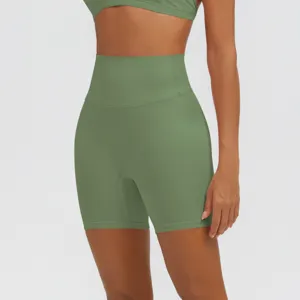 Pantaloncini da yoga a vita alta per donna, shorts sportivi fitness traspiranti.