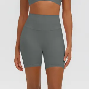 Pantaloncini da yoga a vita alta donna fitness palestra sport ciclismo vista dettaglio.
