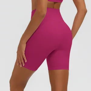 Pantaloncini da yoga a vita alta da donna, pantaloncini fitness traspiranti per sport.
