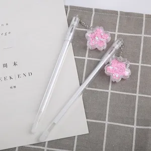 Cute cherry blossom liquid sand pendant neutral pen creative student signature pen pink
