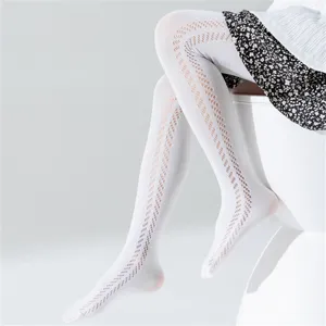 Bambini Ragazze Estate Sottile Cotone Collant Traspirante Spiga Grano Rete Collant Bambino Tinta Unita Leggings