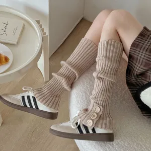 Knitted leg warmers for women winter cute button split y2k Harajuku style boot cuffs.
