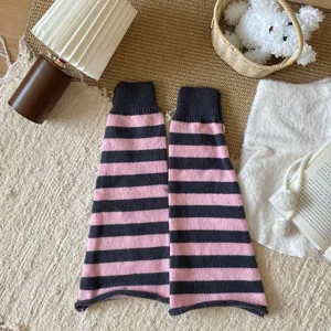 Gestreifte Strick Beinstulpen Y2K slouchy Socken Herbst Winter warme Stiefelstulpen stil