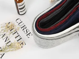 Detailed view of Japanese style ribbed over-the-knee cotton socks in various stylish colors.