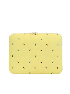 Korean quilted embroidered laptop sleeve 14 inch cream yellow lightweight protective case