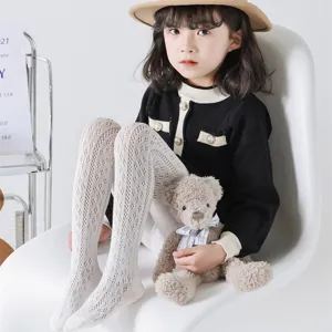 Collant a Maglia Traspiranti per Bambini Puro Cotone Tinta Unita Leggings Lunghi Elastici per Bambini Quotidiano