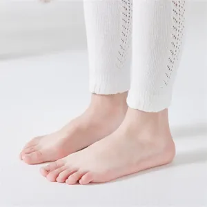 Comfortabele witte kinderleggings voor lente en herfst, ademende gebreide babymaillot katoen