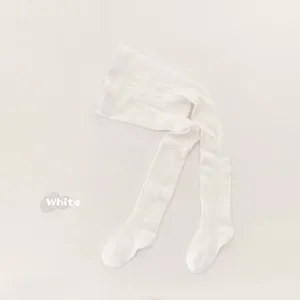 Cotton baby tights with hollow-out design, soft toddler leggings for spring and autumn.