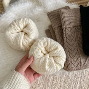 Calentadores de punto grueso y cálido para mujer, calcetines de invierno elegantes.