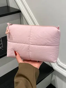 Gewatteerde Puffer Make-uptas Grote Capaciteit Reizen Cosmetica Opbergtas Organizer Voor Vrouwen Zachte Gevoerde Toilettas Portabel