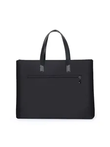 Black business tote bag for men, large capacity waterproof oxford cloth laptop bag for 14 inch.