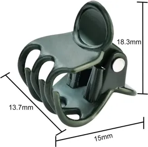 Clip de fixation pour plantes de jardin, vue de détail montrant les dimensions et largeurs.
