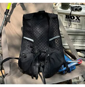 Black mesh running vest backpack for outdoor hiking, trail running, marathons and cycling trips.