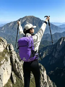 Outdoor lightweight mountaineering backpack large capacity hiking sports travel purple grid bag