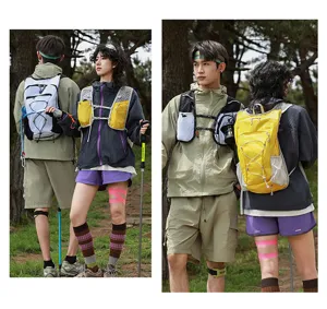 Outdoor running vest backpack for marathon hiking and camping, lightweight breathable sports bag.