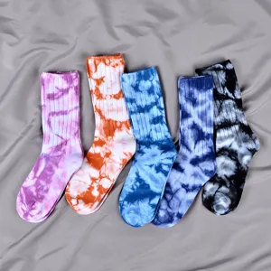 Uomini Donne Unisex Calze A Tubo Tie Dye Colorate Impilate Spesse Cotone Calze Autunno Inverno Strada Trendy Moda Calze