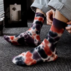 Calcetines tie dye para hombre otoño invierno moda urbana algodón cómodos casual