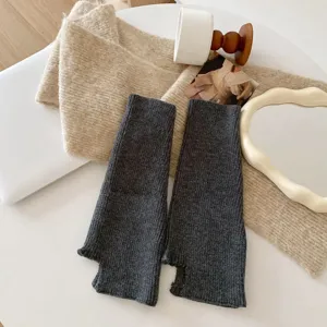 Women Y2K Knit Leg Warmers Fall Winter Japanese JK Style Slouch Socks Boot Cuffs Gray
