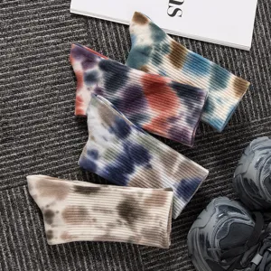 Calcetines de hombre otoño invierno tie dye streetwear algodón transpirable sport