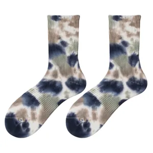 Calcetines de tripulación hombre tie dye de algodón estilo urbano moda deportivo