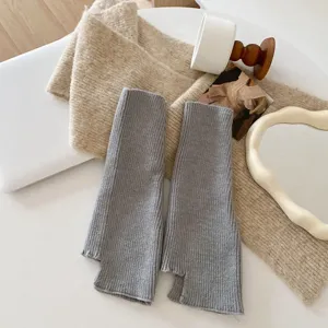 Y2K Knit Leg Warmers Slouchy Boot Cuffs Autumn Winter JK Style Grey Ribbed Socks Main