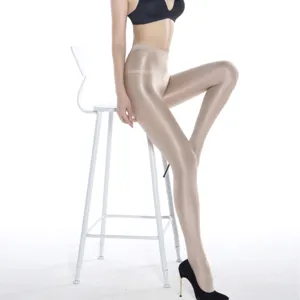 Glossy 70D shiny pantyhose for women, sexy nude oil slick tights, club dance hosiery.