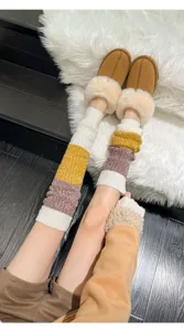 Knitted leg warmers cozy winter wool stacking socks for women cute casual calf warmers