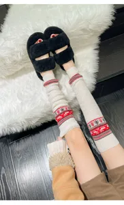 Christmas knit leg warmers cozy winter woolen boot cuffs sweet style casual wear