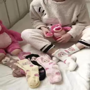 Suss Bär Plüsch Korallenfleece Damen Socken Winter süß weich warm Schlaf Boden Socken