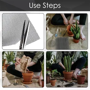 Rectangle drainage net pad for plant flower pot, breathable anti-leakage mesh for gardening.