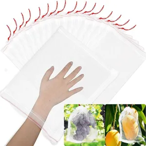 Borsa di Protezione per Frutta in Nylon Rete con Coulisse Anti Uccello Mosca Insetto Barriera per Giardino Verdure